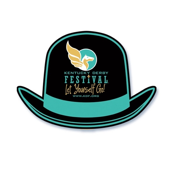 Derby hat shape stickless hand fan printed on 16 point coated... from ASI 93520 Ventura Inc