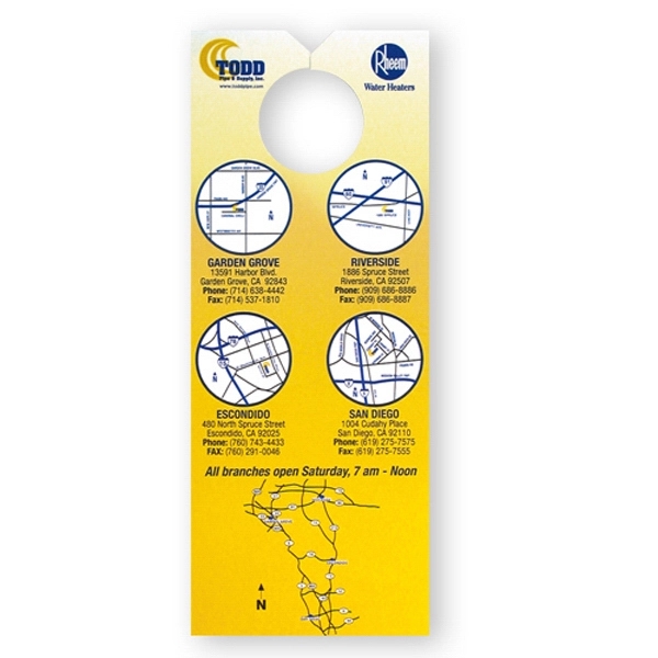 Door hanger with universal door knob opening at the top.... from ASI 93520 Ventura Inc