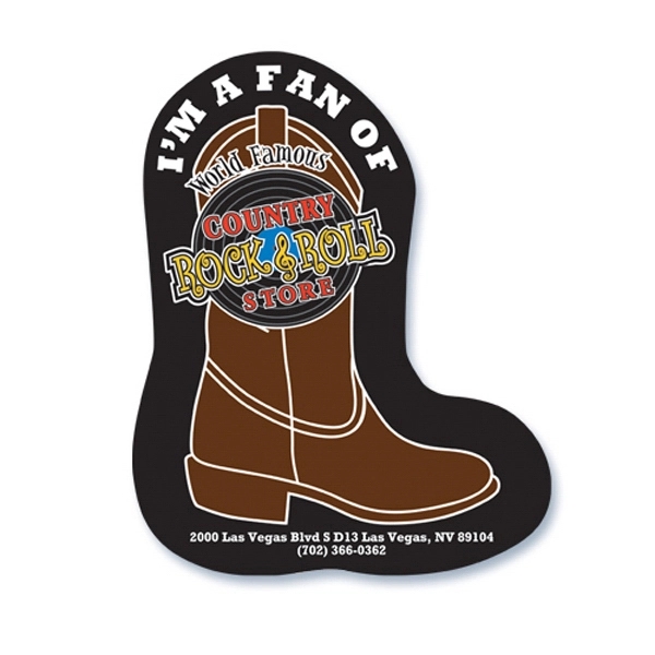 Boot shape stickless hand fan printed on 16 point coated board... from ASI 93520 Ventura Inc