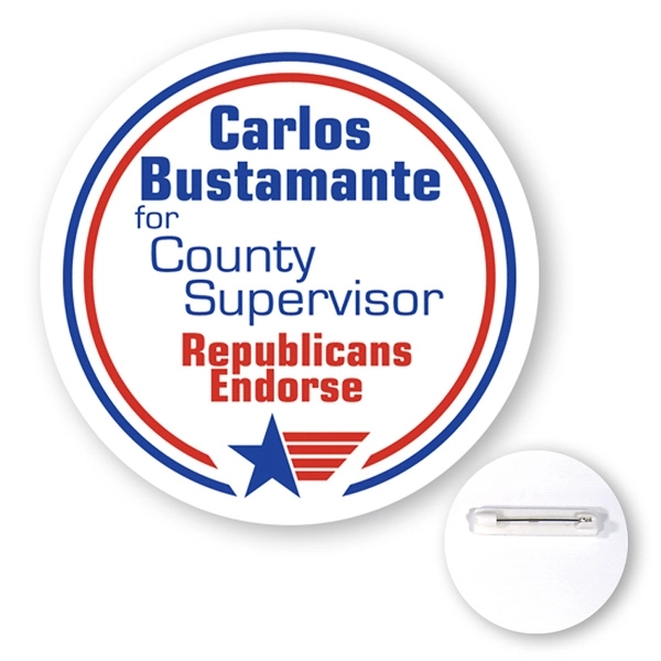 Round shaped chipboard button, 3".... from ASI 93520 Ventura Inc