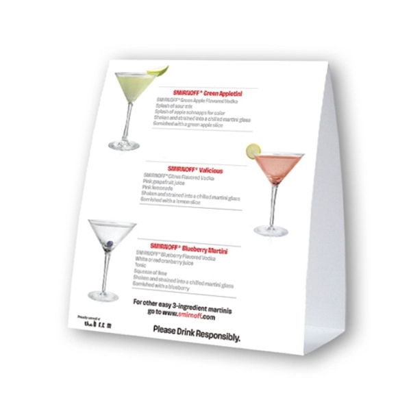 Table top ad tent display on 12 point coated card stock,... from ASI 93520 Ventura Inc