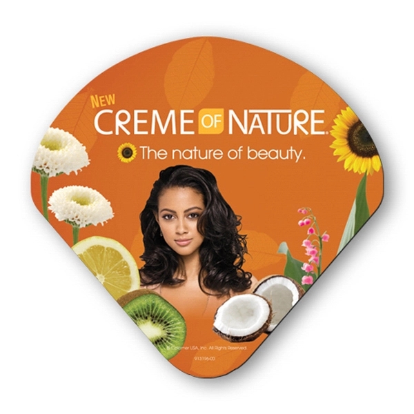 Shell shape stickless hand fan printed on 16 point coated board... from ASI 93520 Ventura Inc