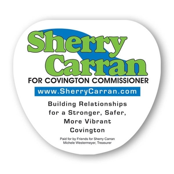 Leaf shape stickless hand fan printed on 16 point coated board... from ASI 93520 Ventura Inc