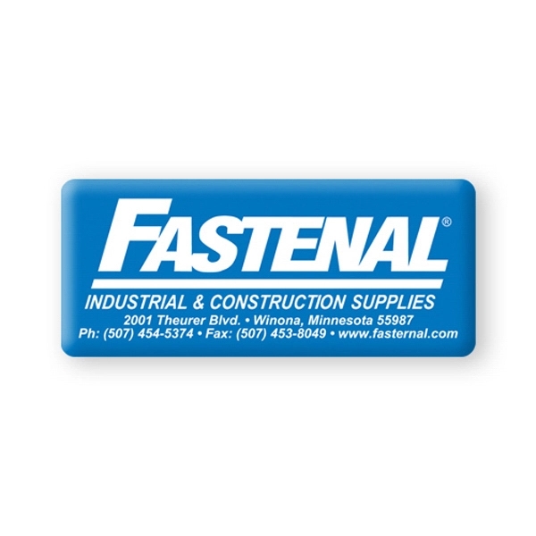 Domed rectangular decals printed white polyester, permanent adhesive 1 1/2" x... from ASI 93520 Ventura Inc