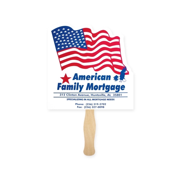 Stock shape Flag hand fan with wood handle ( wood stick)... from ASI 93520 Ventura Inc