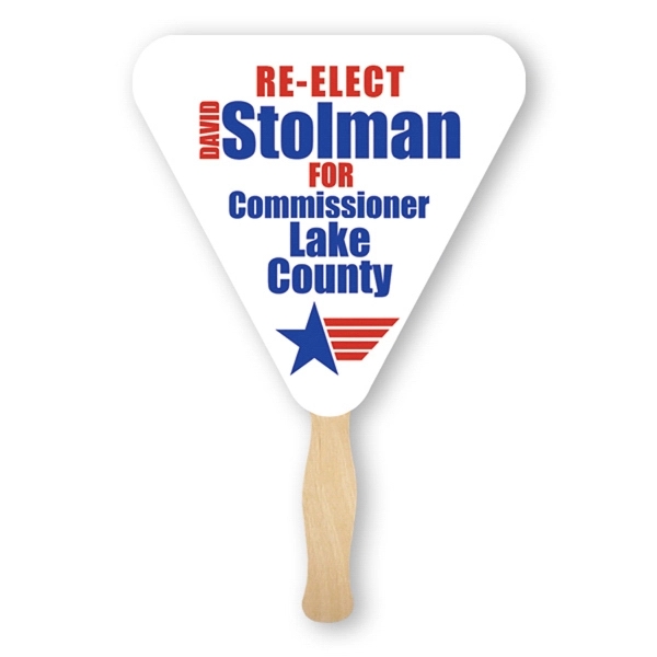 Triangle shape hand fan with wood handle ( wood stick).... from ASI 93520 Ventura Inc