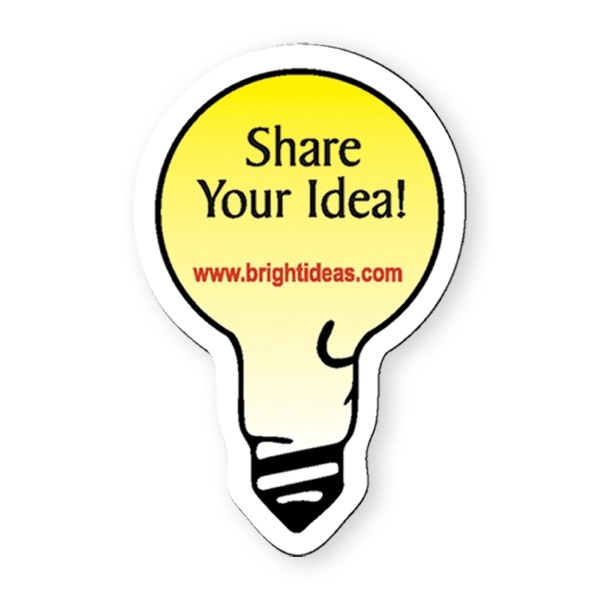 Light bulb shape flexible vinyl magnet, protected with plastic coating.... from ASI 93520 Ventura Inc