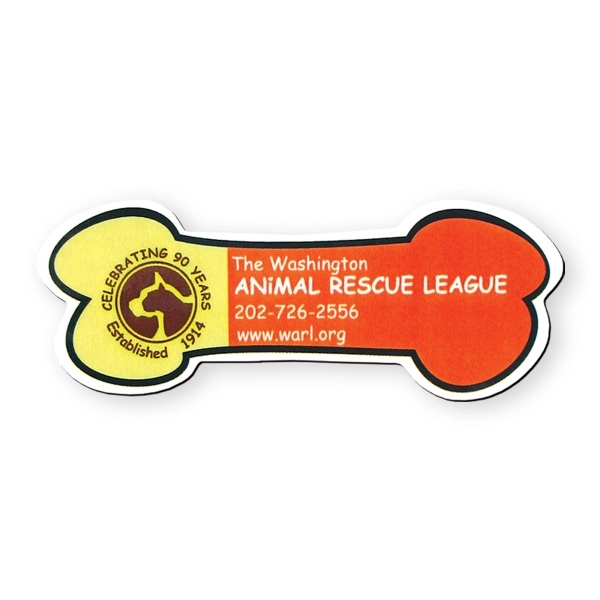 Dog bone shape flexible vinyl magnet, protected with plastic coating.... from ASI 93520 Ventura Inc
