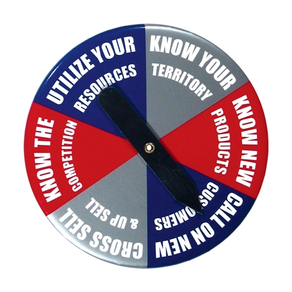 Spinner button, metal shell and metal backing with full safety pin... from ASI 93520 Ventura Inc