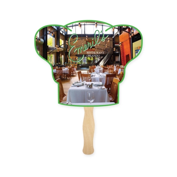 Chef Hat shape hand fan with wood handle, sandwich style.... from ASI 93520 Ventura Inc