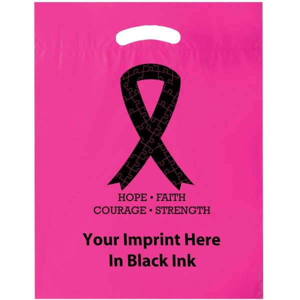 12" x 15" x 3" LDPE Breast Cancer awareness shopping bag... from ASI 35290 American Ad Bag Co