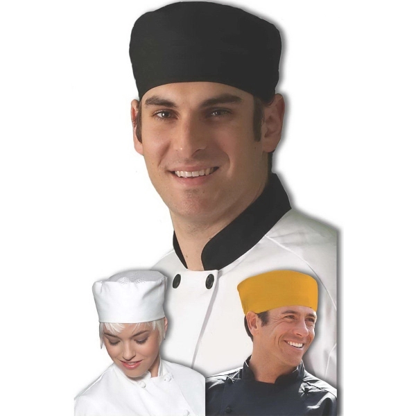 Polyester and cotton twill blend pillbox-style chef's cap in five colors.... from ASI 36558 Aprons, Etc.