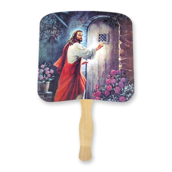 Religious hand fan with 16 point coated board stock and 8"... from ASI 93520 Ventura Inc