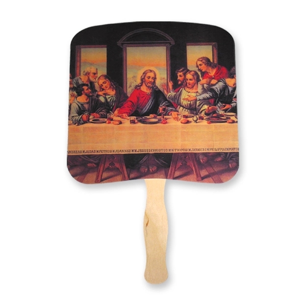 Religious hand fan with 16 point coated board stock and 8"... from ASI 93520 Ventura Inc