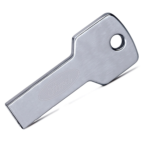 Silver USB drive with 3.0 technology that's shaped like a key... from ASI 63776 KTI Networks Inc / KTI Promo
