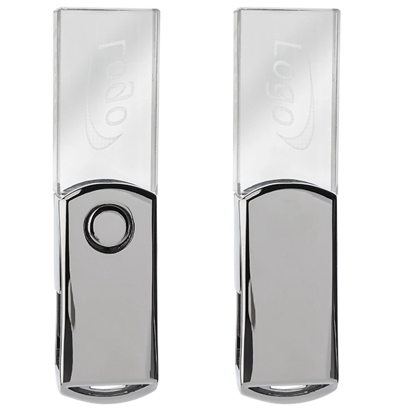 USB drive made of metal with a crystal end that lights... from ASI 63776 KTI Networks Inc / KTI Promo