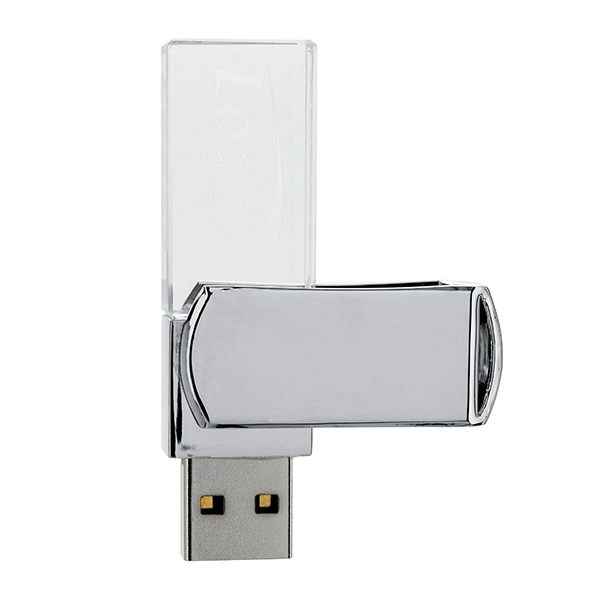 USB drive made of metal with a crystal end that lights... from ASI 63776 KTI Networks Inc / KTI Promo