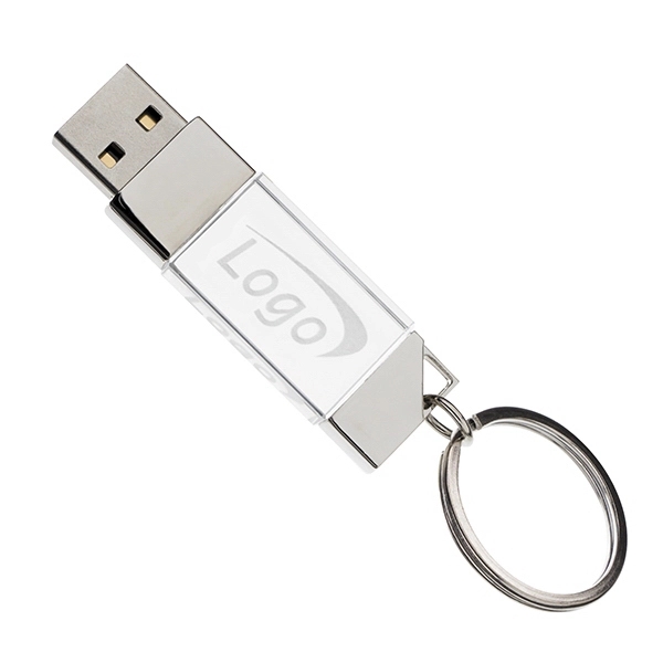 USB drive made of metal with a crystal end that lights... from ASI 63776 KTI Networks Inc / KTI Promo