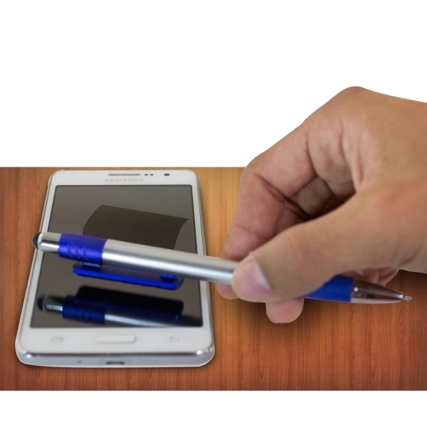 3 in 1 plunger-action plastic ballpoint pen with soft touch stylus... from ASI 40544 Binaco