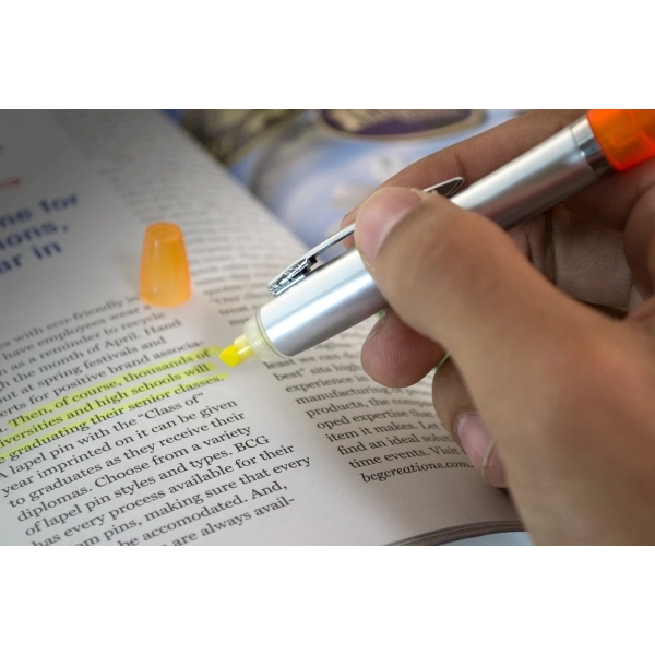 3 in 1 plastic ballpoint pen with highlighter and stylus.... from ASI 40544 Binaco