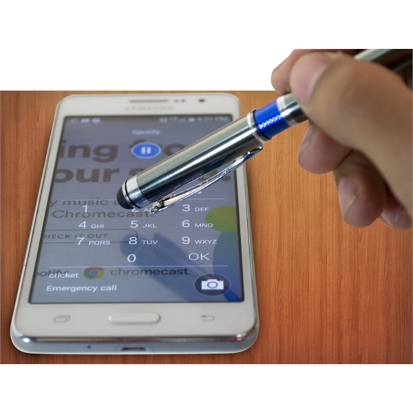 Aluminum gun metal finish plunger action ballpoint pen with soft touch... from ASI 40544 Binaco / Binaline