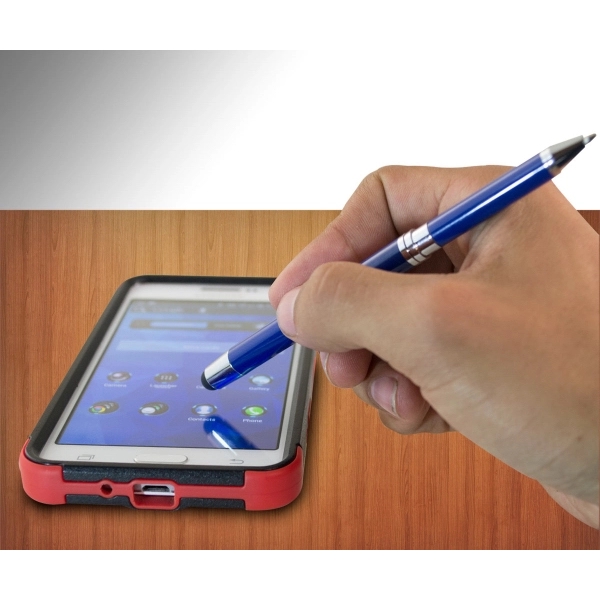 Metal ballpoint cap off pen with stylus. Place the cap on... from ASI 40544 Binaco