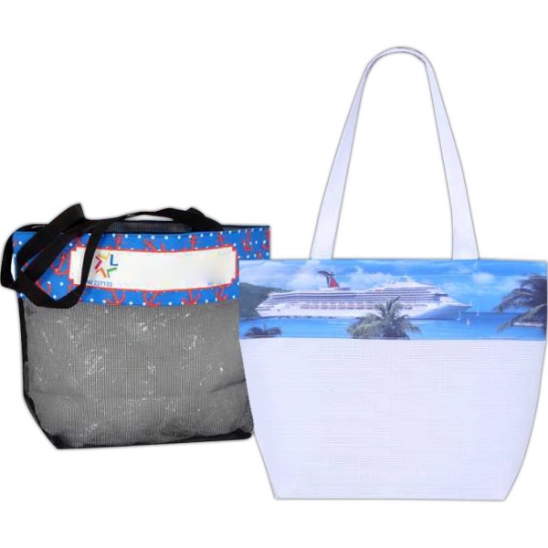 Mesh beach tote with full color top. 26" long handles at... from ASI 66230 Landes Inc