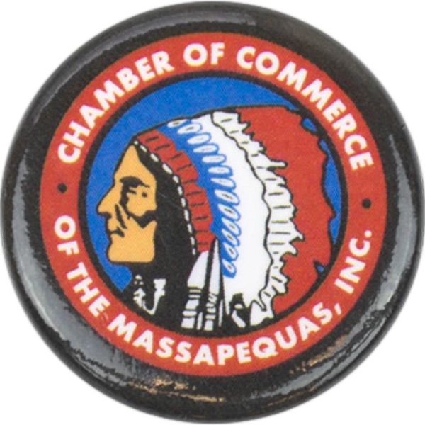 Round full color glossy button with pinback closure in assorted sizes.... from ASI 59080 Halls & Company