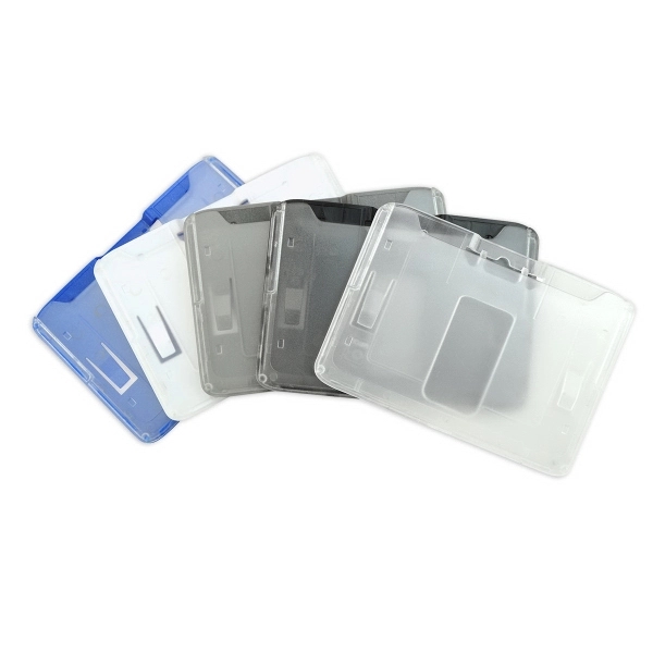 Durable, rigid plastic, credit card size badge holders protect smart cards... from ASI 79898 Promovision / PROMOVISION