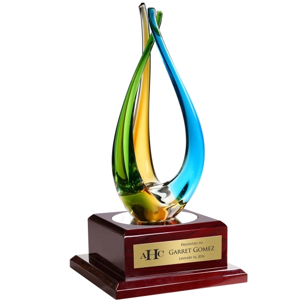 Tripod Award made of molten art glass weighs 8 oz. and... from ASI 47791 Best Deal Awards / Best Deal Awards