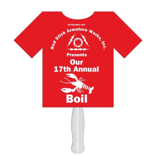 T-Shirt shaped fan made with heavy 22 pt. high density white... from ASI 67620 Lion Circle Corp / Lion/Circle