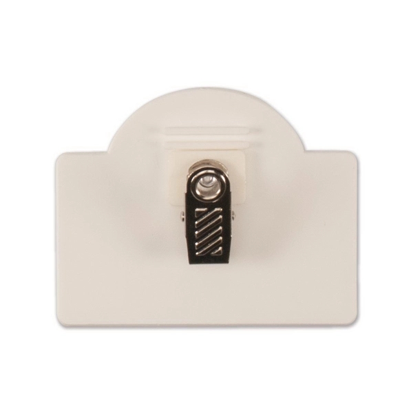 White lightweight plastic badge with safety pin or magnet backing, optional... from ASI 77280 Pepco Poms / Pepco Poms