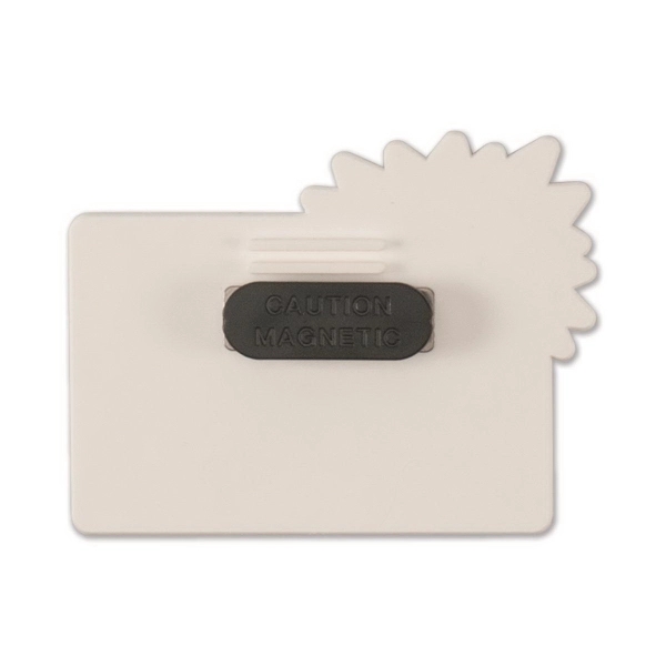 White lightweight plastic badge with safety pin or magnet backing, optional... from ASI 77280 Pepco Poms / Pepco Poms