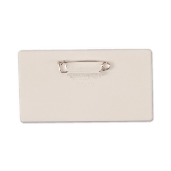 White lightweight plastic badge with safety pin or magnet backing, optional... from ASI 77280 Pepco Poms / Pepco Poms