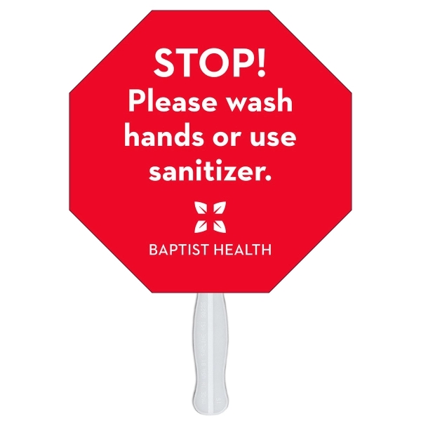 Stop sign shaped digital economy fans with double sided film lamination.... from ASI 67620 Lion Circle Corp / Lion/Circle