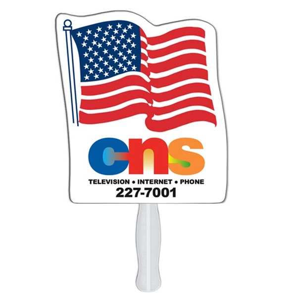 Flag shaped digital economy fans with double sided film lamination.... from ASI 67620 Lion Circle Corp / Lion/Circle