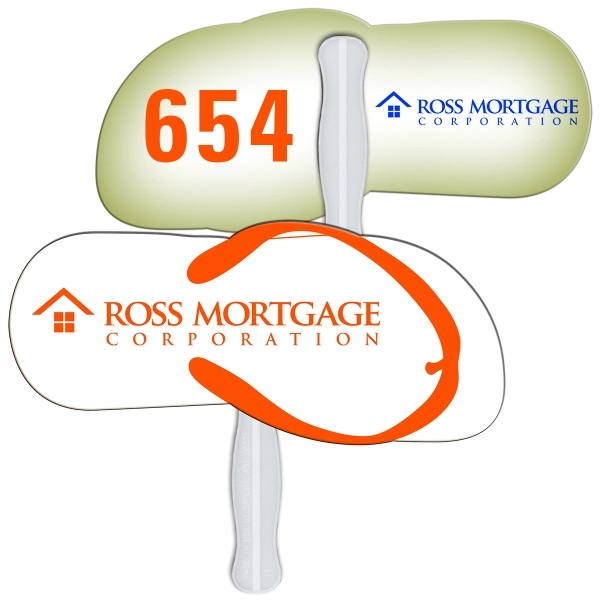 Digital printed flip flop shape auction fan with visible wooden stick.... from ASI 67620 Lion Circle Corp / Lion/Circle