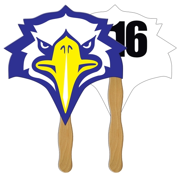 Digital printed bird shape auction fan with visible wooden stick.... from ASI 67620 Lion Circle Corp / Lion/Circle