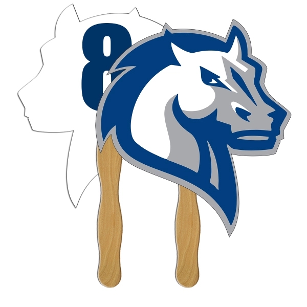 Horse head shape auction fan with visible wooden stick.... from ASI 67620 Lion Circle Corp / Lion/Circle