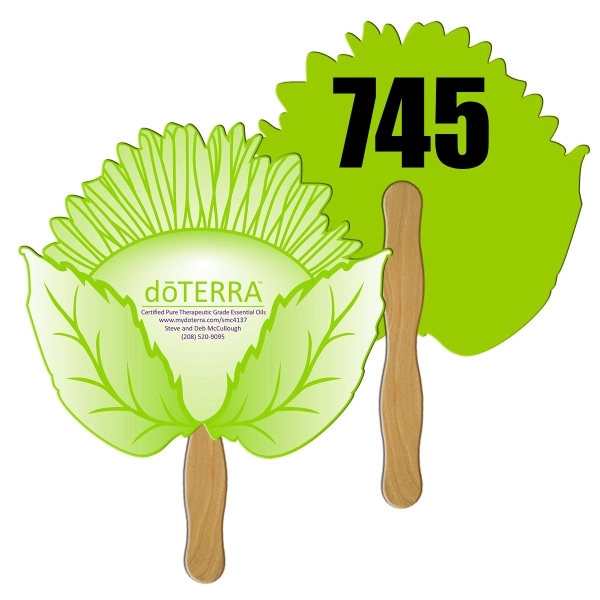 Digital printed sunflower shape auction fan with visible wooden stick.... from ASI 67620 Lion Circle Corp / Lion/Circle