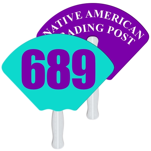 Digital printed shell shape auction fan with visible wooden stick.... from ASI 67620 Lion Circle Corp / Lion/Circle