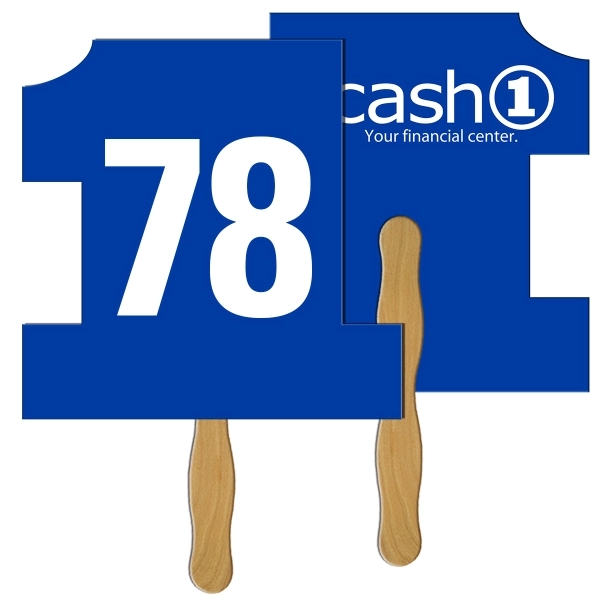 Digital printed number 1 fan shape auction fan with visible wooden... from ASI 67620 Lion Circle Corp / Lion/Circle