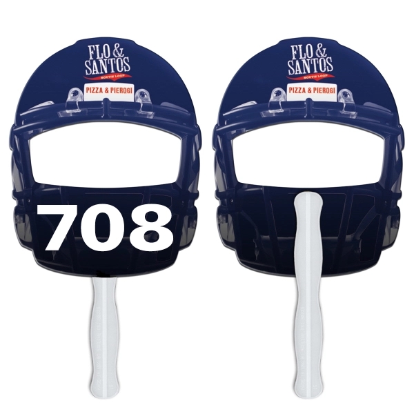 Digital printed sports helmet front shape auction fan with visible wooden... from ASI 67620 Lion Circle Corp / Lion/Circle