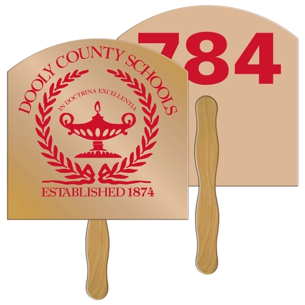 Digital printed arch top shape auction fan with visible wooden stick.... from ASI 67620 Lion Circle Corp / Lion/Circle