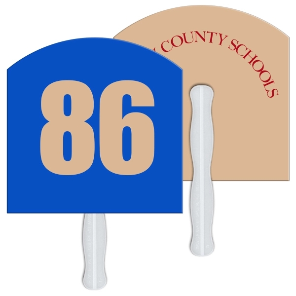 Digital printed arch top shape auction fan with visible wooden stick.... from ASI 67620 Lion Circle Corp / Lion/Circle