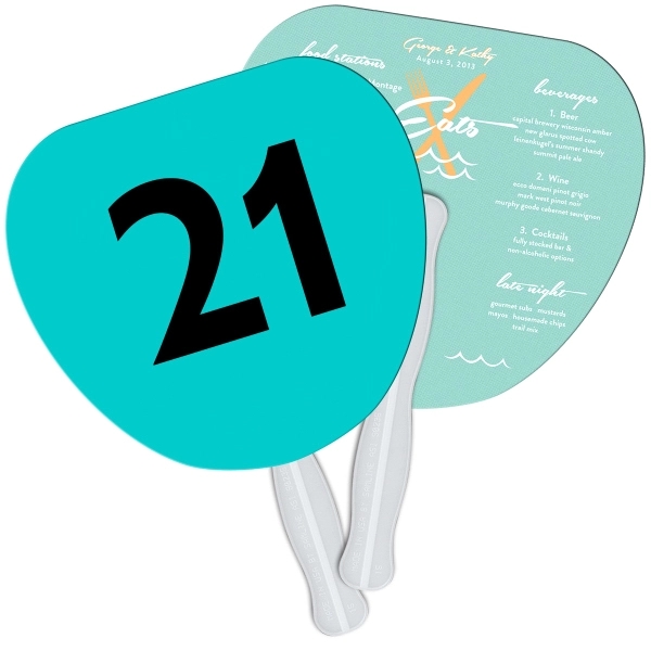 Digital printed palm leaf shape auction fan with visible wooden stick.... from ASI 67620 Lion Circle Corp / Lion/Circle