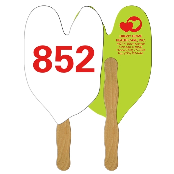 Digital printed caladium leaf shape auction fan with visible wooden stick.... from ASI 67620 Lion Circle Corp / Lion/Circle