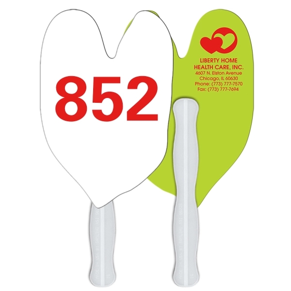 Digital printed caladium leaf shape auction fan with visible wooden stick.... from ASI 67620 Lion Circle Corp / Lion/Circle