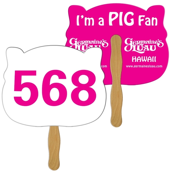 Digital printed animal head shape auction fan with visible wooden stick.... from ASI 67620 Lion Circle Corp / Lion/Circle