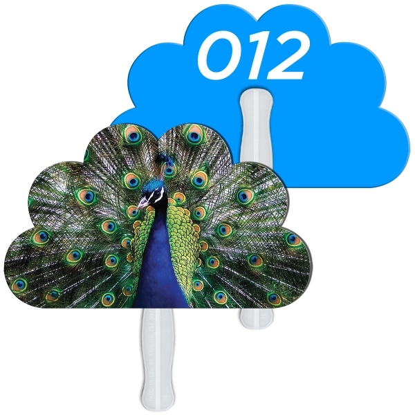 Digital printed cloud shape auction fan with visible wooden stick.... from ASI 67620 Lion Circle Corp / Lion/Circle